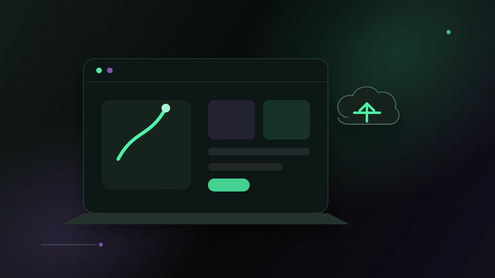 Modern ecommerce dashboard on a laptop connected to a fast cloud storefront