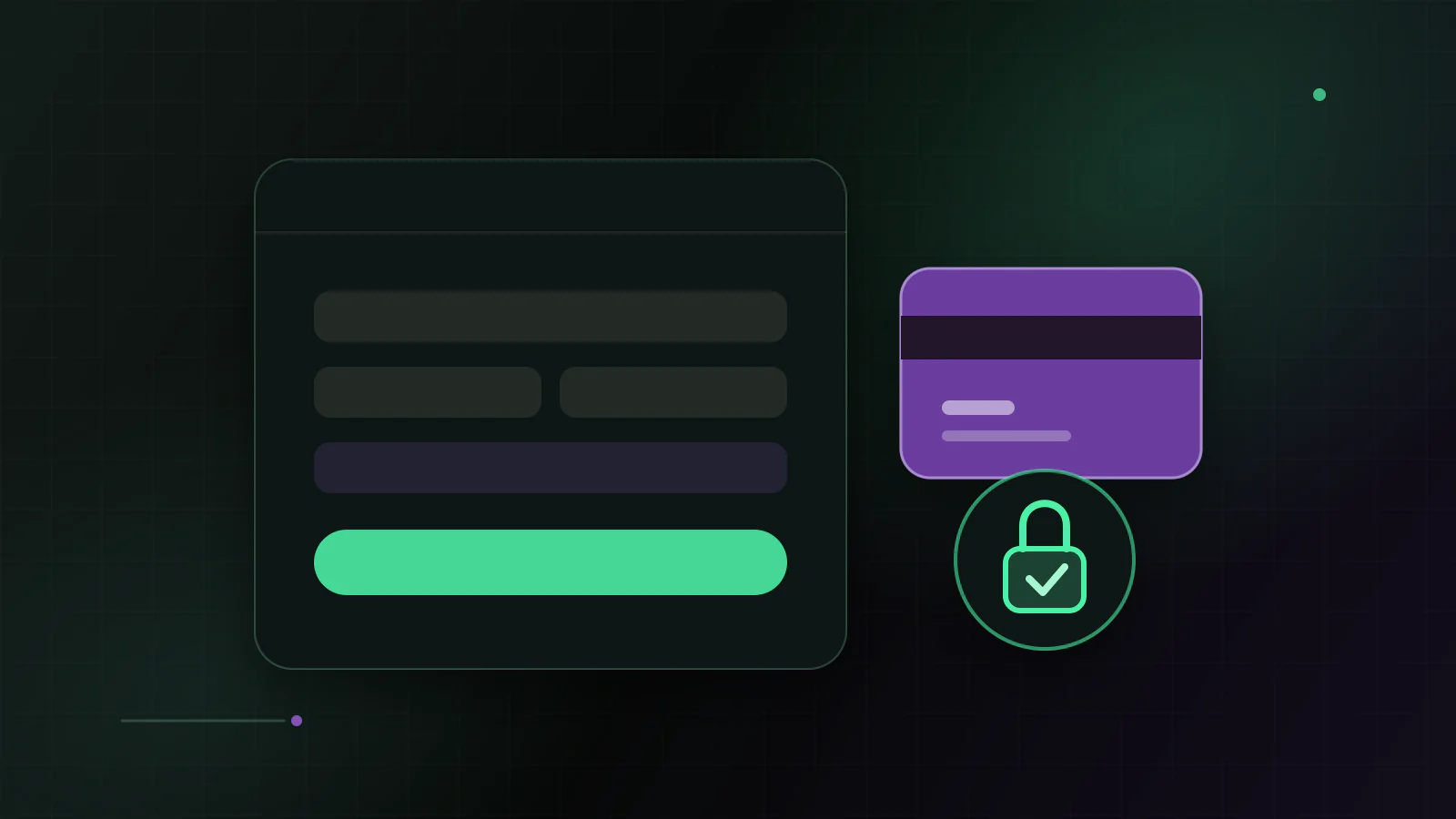 Streamlined ecommerce checkout form with a secure payment card and confirmation