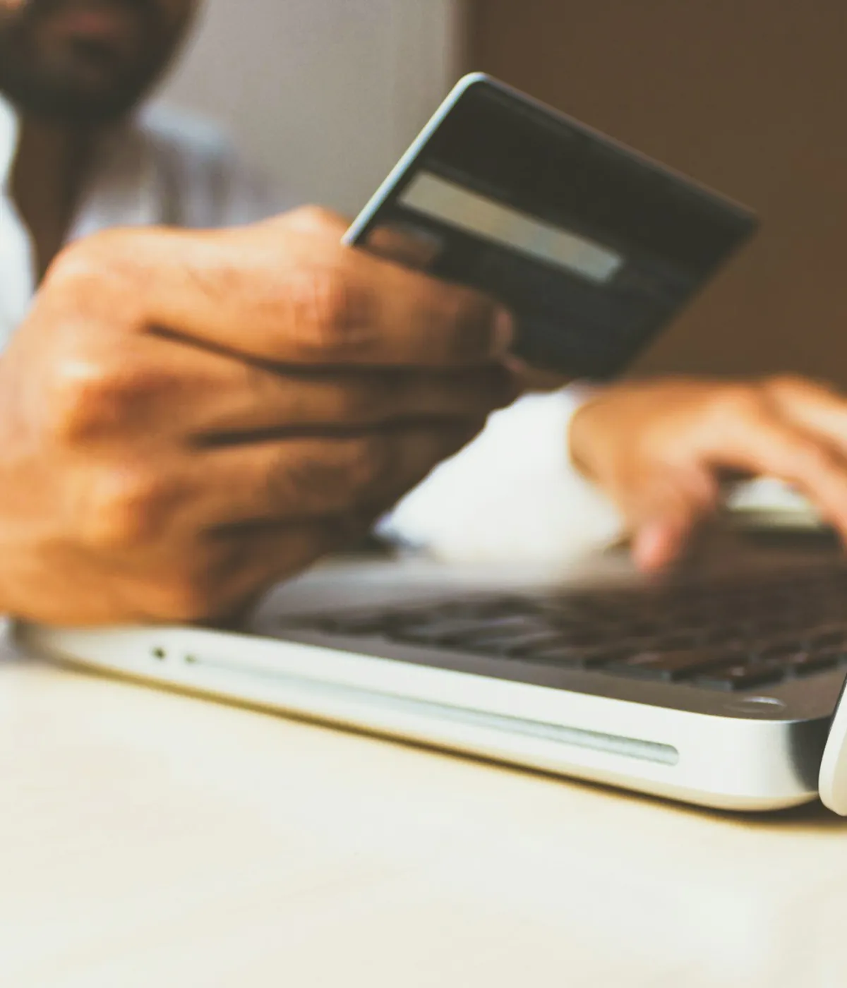 Customer entering payment details during an online checkout