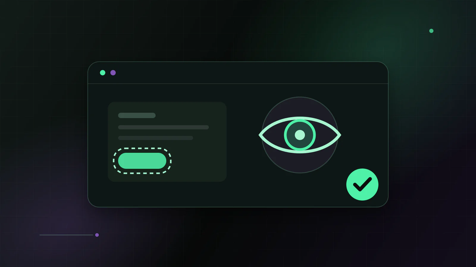 Accessible storefront interface with highlighted controls, an eye symbol and a completed accessibility check