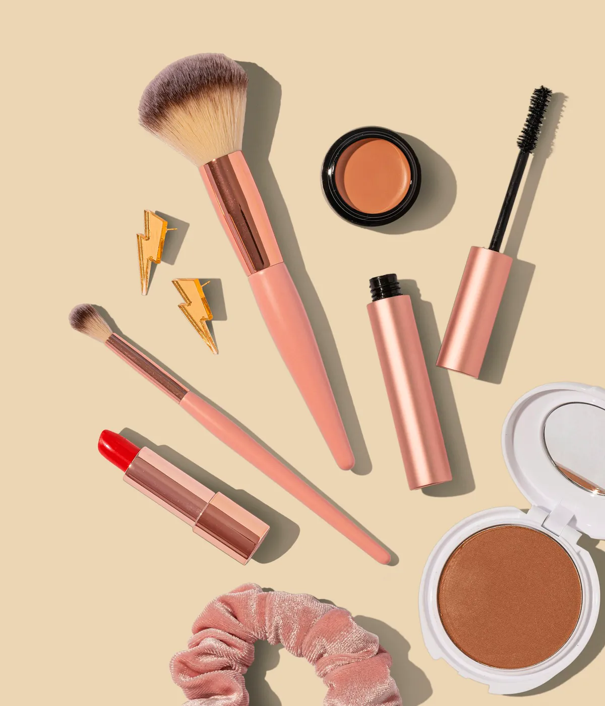 Cosmetics and beauty products arranged for an online catalog